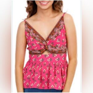 Angie women’s pink floral front twist strapy sz L preloved without flaws